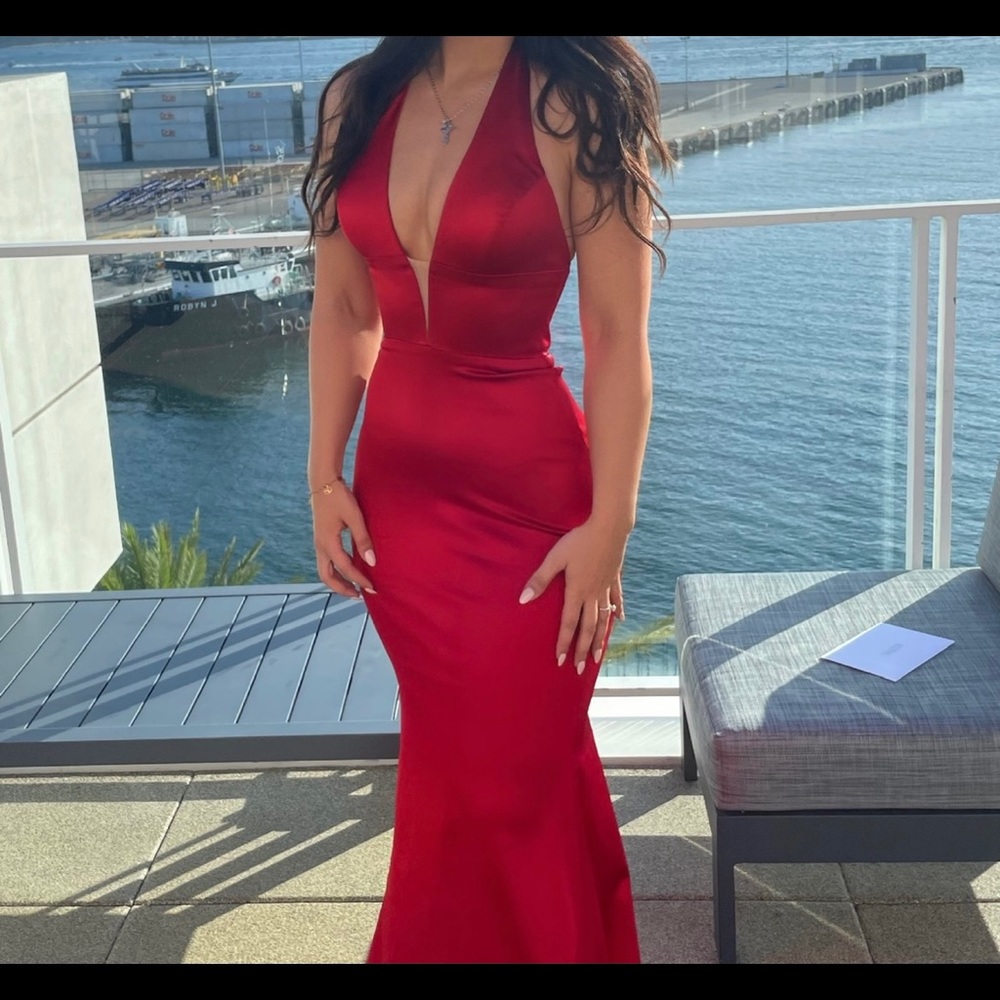 Sherri Hill Red Satin Dress